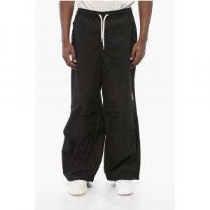 Брюки свободного кроя EMPORIO с завязками на щиколотке Armani, Black