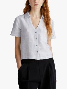 Бокси шорт слив лен бленд рубашка Benetton, Air Force Blue