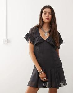 Мини-платье Reclaimed Vintage с воротником-накидкой, антрацитово-серого цвета