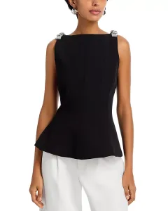 Топ без рукавов с бантом из рубинового кади и кристаллами Milly, черный