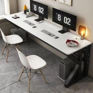 Игровой стол Zhenyanxuan 220x60x75 см для компьютера, прямоугольный, белая столешница с черной рамой