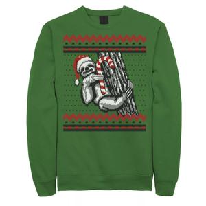 Мужской флисовый свитшот с круглым вырезом Sloth Candy Cane Ugly Christmas Licensed Character