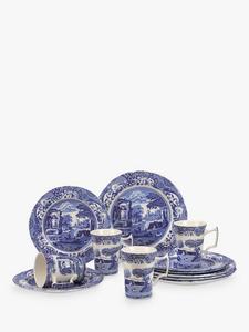 Голубой итальянский набор посуды Spode, 12 Piece, Blue/White