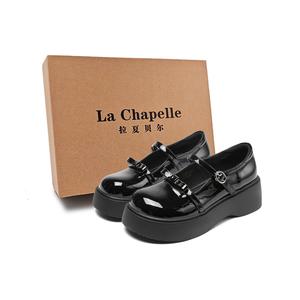 La Chapelle Милый стиль, французская мода, маленькие кожаные туфли, туфли Мэри Джейн на массивном каблуке, высота 4,8 см, женские, черные