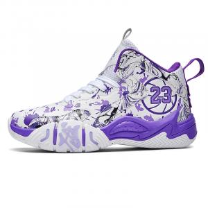 Wooden Rabbit Антискользящие износостойкие баскетбольные кроссовки Mid Top Unisex бело-фиолетовые, цвет White Purple
