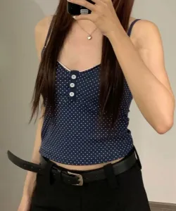 Точечный узор на пуговицах майка Aimoha - Select -, цвет Navy