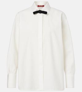 Рубашка из хлопкового и шелкового поплина Max Mara, белый