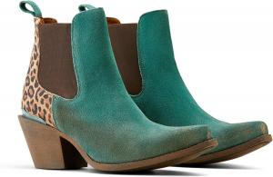 Женские западные сапоги с принтом змеи Ariat от Ariat, Tan Leopard/Peacock Teal