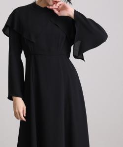 Платье с воротником-кейпом, свадебное платье, вечернее платье, платье для приглашения, платье для особого случая, платье для встречи выпускников Pourvous, цвет Black