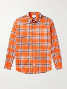 Хлопково-фланелевая рубашка в клетку COLLINA STRADA, апельсиновый