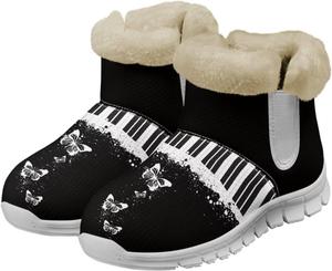 Зимние ботинки chaqlin Music Note, сноубутсы с противоскользящей подошвой, фланелевой подкладкой и мехом, на плоской подошве, удобные, теплые, для улицы, повседневные, рабочие, модные, Butterfly Piano Key