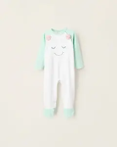 Велюровая пижама для маленькой девочки с вышивкой монстра и помпонами Zippy, белый/зеленый