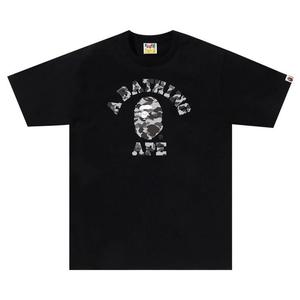 Футболка BAPE Heather Grey Camo College Tee, Black