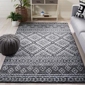 Ковер SAFAVIEH, 183 x 275 см, Micro-Loop Collection BlackIvory MLP501Z ручной работы в марокканском стиле бхо и трайбл из премиальной шерсти для гостиной, столовой, спальни