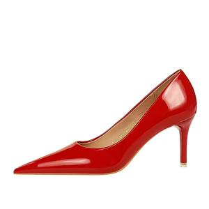 QITUMAUL Тонкие каблуки на шпильке 7,5 см женские красные, цвет Red[Heel Height 7.5cm]