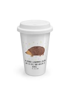 Mr. & Mrs. Panda Кружка для кофе на вынос с изображением ежиков в форме сердечек и надписью белого цвета