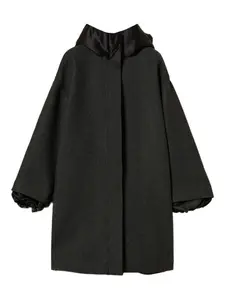 Однобортное пальто с капюшоном TWINSET, черный