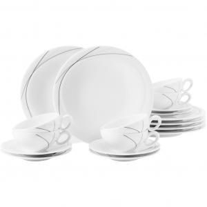 Чайный сервиз Набор посуды Trio Highline: чашки, тарелки, блюдца, произведено в Германии, 18 предметов, на 6 персон Seltmann Weiden, белый/черный/серый