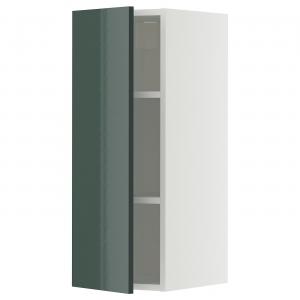 Настенный шкаф с полкой, белый/темно-серо-зеленый глянцевый материал Kallarp, 30x80 см. IKEA Metod