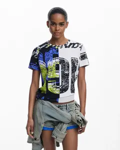 Женская футболка с коротким рукавом и надписью Desigual, многоцветный