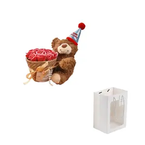 Букет из стабилизированных цветов плюшевый мишка 38cm Height XTHOT