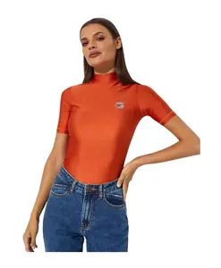 Оранжевая футболка с высоким воротником Coperni, оранжевый