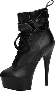 Женские модные сексуальные ботинки с круглым носком, шпилька 15 см/5.91 дюйма, стильные элегантные ботинки для девушек, клубные ботинки с низкой платформой на высоком каблуке, ботильоны, ботинки для стриптиза на высоком каблуке Stool, Black