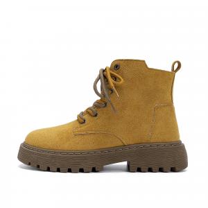 HUANQIU Ботинки Combat 4 см женские желтые