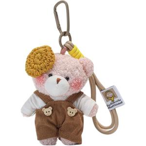 Милый плюшевый брелок в виде медвежонка в комбинезоне и берете художника, 12 см Whoops, розовый/коричневый