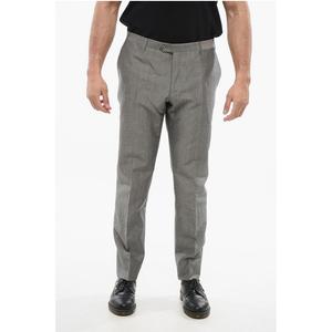 Брюки из смесового льна с эффектом букле и четырьмя карманами Corneliani, Gray