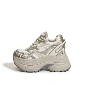 Милэн Лав Сонг Антискользящие и износостойкие легкие низкие массивные кроссовки женские, серебристые