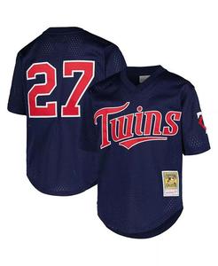 Big Boys David Ortiz Navy Minnesota Twins Cooperstown Collection Сетчатый тренировочный трикотаж ватин Mitchell & Ness, синий
