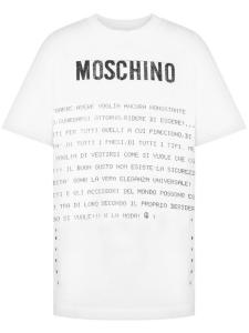 Футболка из хлопка с текстовым принтом Moschino, белый
