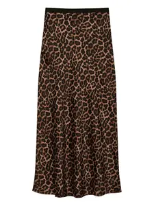 Шёлковая юбка с анималистичным принтом Anine Bing, коричневый