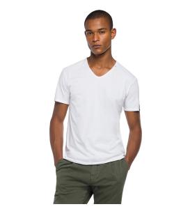 Футболка трикотажная с V-образным вырезом REPLAY, белая