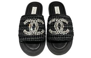 Шлепанцы женские Chanel с логотипом, черный