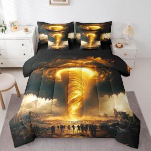 Erosebridal Комплект постельного белья Glitter Tornado для детей и подростков с метеорологической тематикой из блестящего материала, Black Gold
