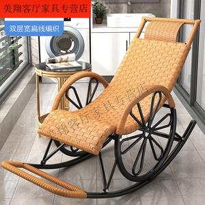 Fantasy Кресло-качалка из ротанга, двойное колесо, широкий плоский трос, цвет khaki