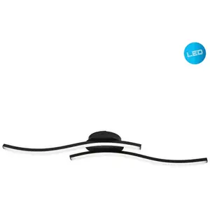 Потолочный светильник näve LED Onda LED-модуль 1 шт. Теплый белый свет Потолочная и настенная лампа теплого белого, Д: 65 см, 12 Вт, черный матовый, IP20 Näve, Schwarz-matt