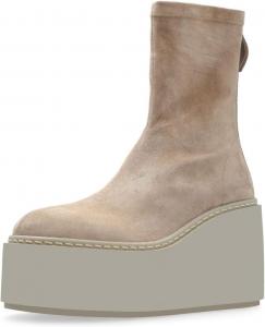 Женские ботильоны на платформе с эластичным верхом, высокой танкеткой, закрытым носком и задней молнией, повседневные рабочие офисные туфли, размеры 4-16 US Wo wagas, Beige