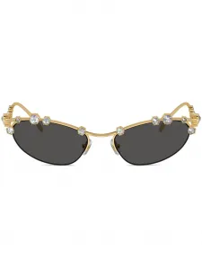 Солнцезащитные очки в оправе 'кошачий глаз' с кристаллами Swarovski, золотистый