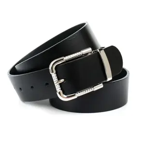Кожаный ремень Anthoni Crown с серебряной застежкой, черный