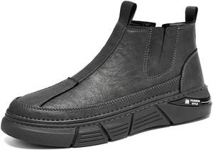 Мужские повседневные ботинки Qacksv, средние ботинки для мужчин, удобные высокие ботинки до щиколотки с противоскользящей подошвой, ботинки для повседневной носки на улице, черный