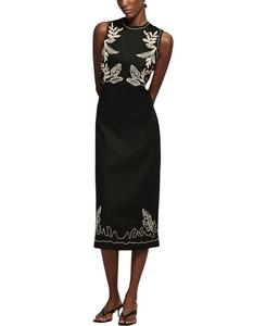 Женское платье миди с вышивкой Mint Velvet, черный