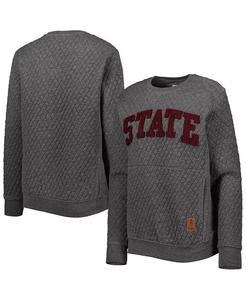 Женская стеганая толстовка-пуловер цвета уголь и меланжа Mississippi State Bulldogs Moose Pressbox