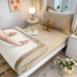 Yalu Простыня на резинке 150х200 см из утолщенного молочного вельвета, цвет Y Coffee