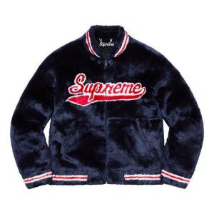 Куртка ss20 week 1 faux fur varsity jacket Supreme, синий