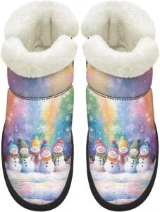 Женские зимние ботинки для снега, противоскользящие, с утепленным мехом, для ходьбы, уличные туристические ботинки Chririnla, Snowman Family