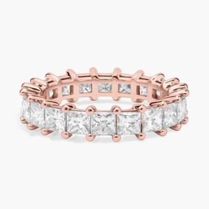 Кольцо Eternity с выращенным в лаборатории бриллиантом огранки «Принцесса» из розового золота 14 карат (3 карата, двойной - FG / VS2-SI1) Blue Nile