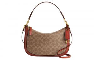 Саттон из холста с кожаной отделкой женская сумка через плечо большая коричневая и хаки COACH